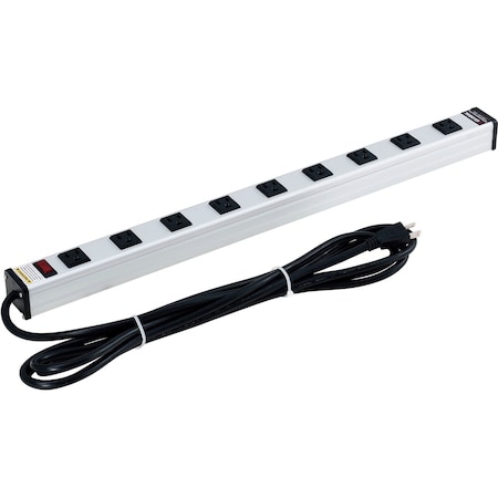 Global Industrial Power Strip, Surge, SJTW, 5-15R, 15 ft., Silver 812418